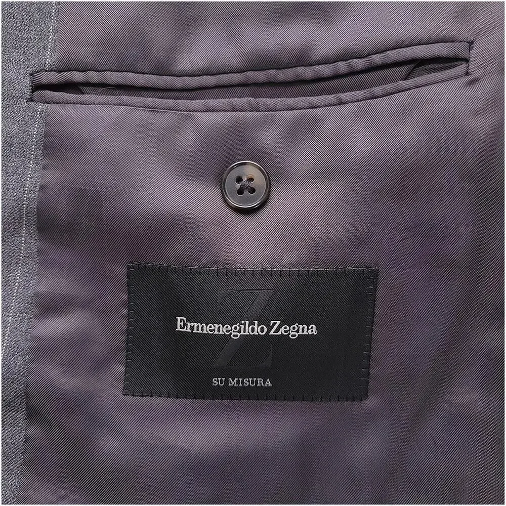 Ermenegildo Zegna Su Misura Wool Pinstripe Blazer Mens 40R Gray Italy 3 Button